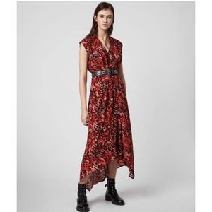 All Saints Tate Ambient Animal Print Sleeveless Maxi Dress Women Size Large